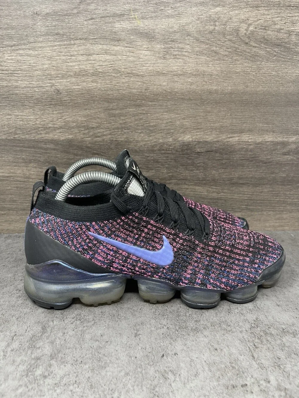 Nike Air VaporMax Flyknit 3 Black Pink Blue Womens Size 8.5 Running Shoes